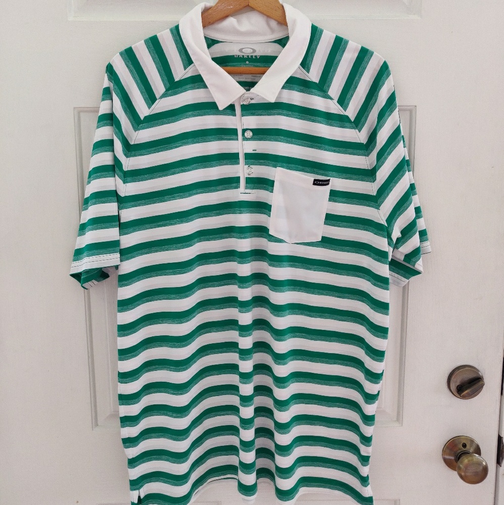 Oakley Striped Polo Shirt Hydrolix Button Front